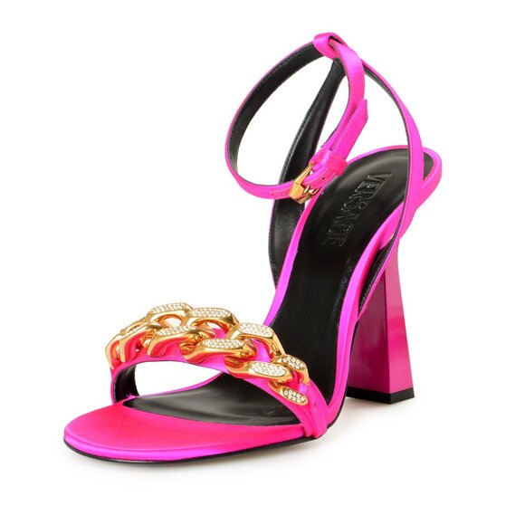 Versace Women's Fuchsia Medusa Ankle Strap High Heel Pumps Shoes